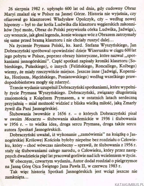 Spotkania Jasnogórskie. JAN DOBRACZYŃSKI