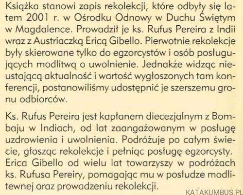 Rekolekcje z egzorcystą. ks. RUFUS PEREIRA, ERICA GIBELLO