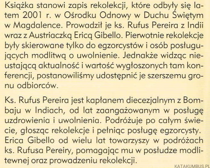 Rekolekcje z egzorcystą. ks. RUFUS PEREIRA, ERICA GIBELLO
