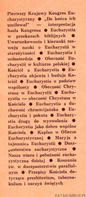 II Krajowy Kongres Eucharystyczny. Pomoce teologiczno-duszpasterskie dla parafii. red. bp. STANISŁAW NAPIERAŁA