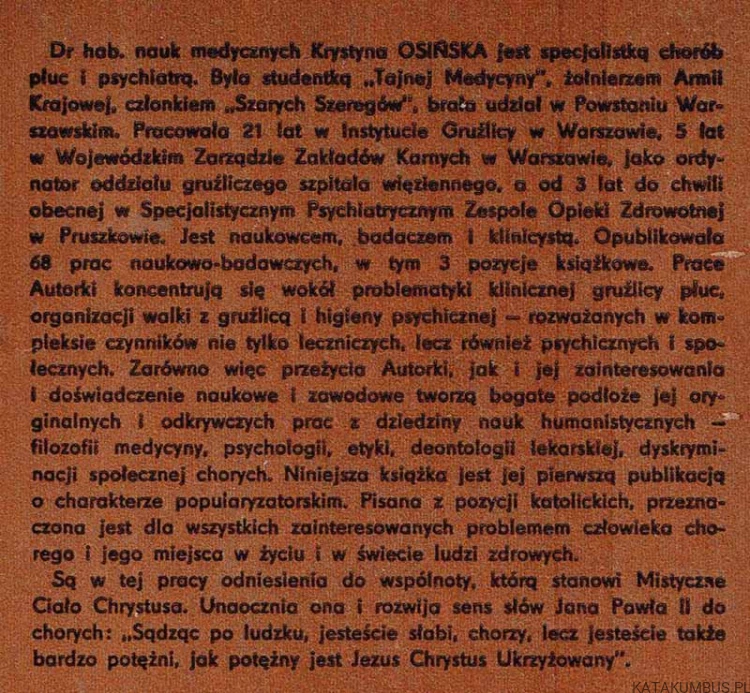 Twórcza obecność chorych. KRYSTYNA OSIŃSKA