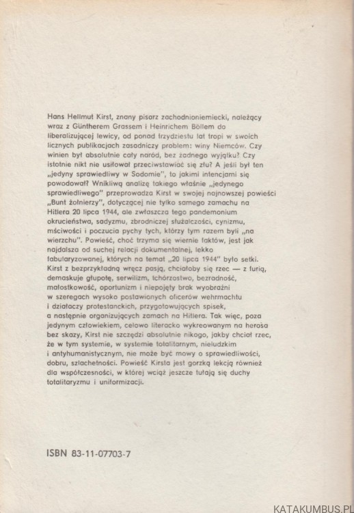 Bunt Żołnierzy. Powieść o 20 lipca 1944. HANS HELLMUT KIRST
