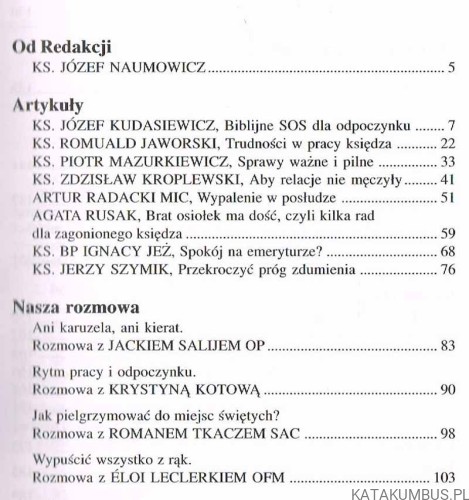 Czas pracy czas wypoczynku / PASTORES - 20(3) 2003 Lato
