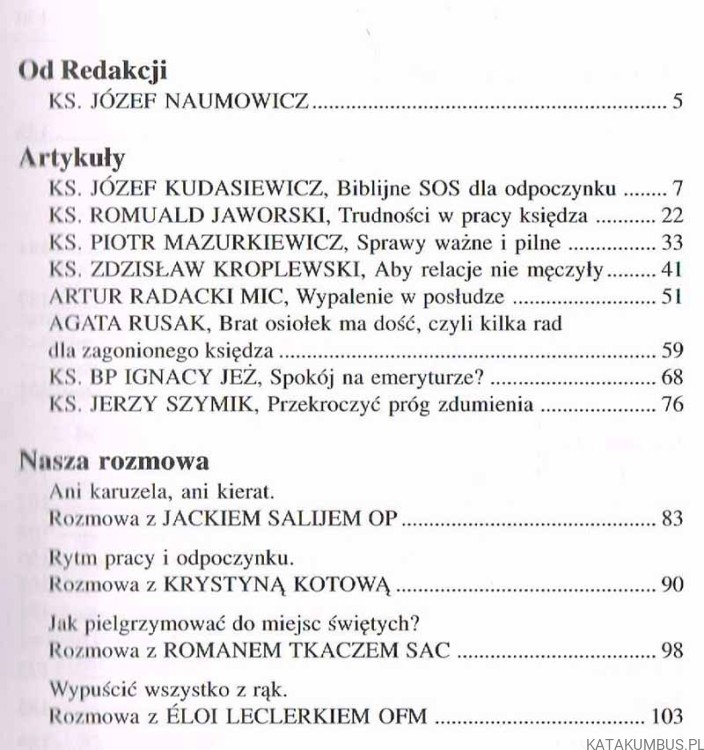 Czas pracy czas wypoczynku / PASTORES - 20(3) 2003 Lato