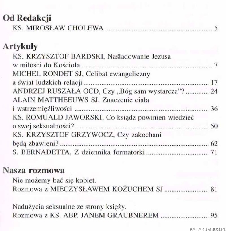 Dojrzałość i celibat / PASTORES - 21(4) 2003 Jesień