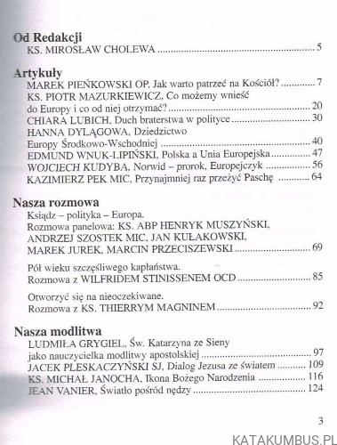 Kościół i Europa / PASTORES nr 18 (1) 2003