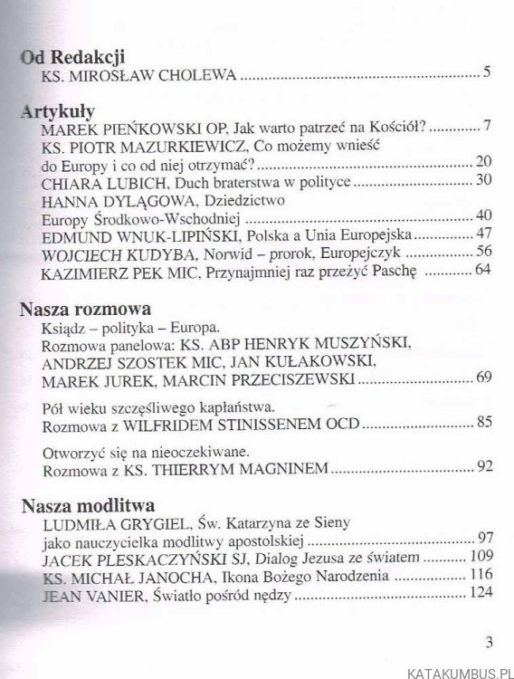 Kościół i Europa / PASTORES nr 18 (1) 2003