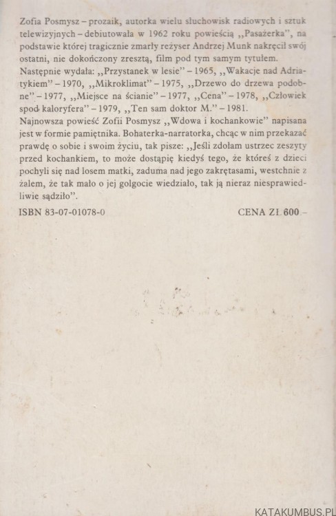 Wdowa i kochankowie. ZOFIA POSMYSZ.