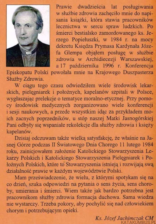 W służbie życiu. KS. JÓZEF JACHIMCZAK CM