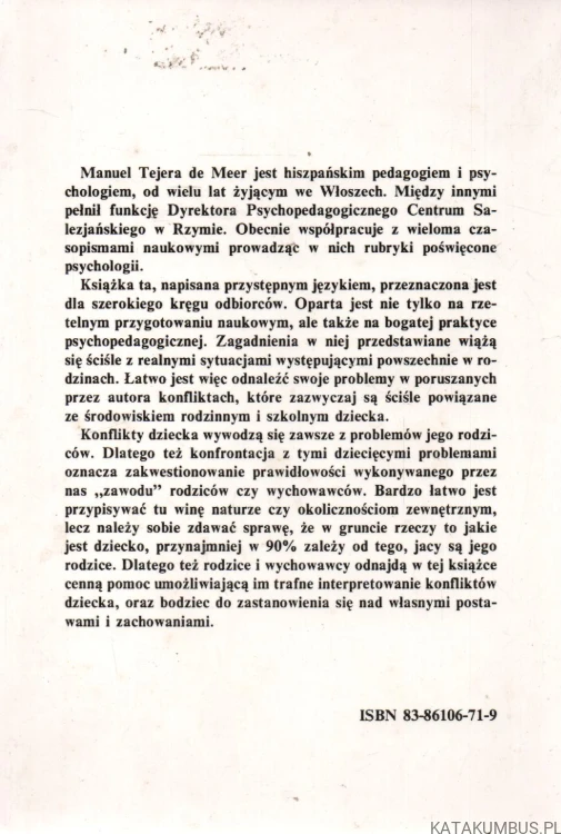 Pierwsze konflikty dziecka. MANUEL TEJERA DE MEER