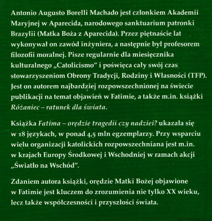 Fatima - orędzie tragedii czy nadziei? ANTONIO A. BORELLI