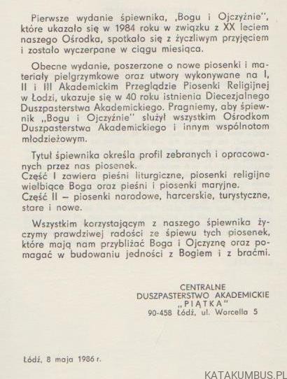 Bogu i Ojczyźnie cz. I, wyd. III. CENTRALNE DUSZPASTERSTWO AKADEMICKIE "PIĄTKA"