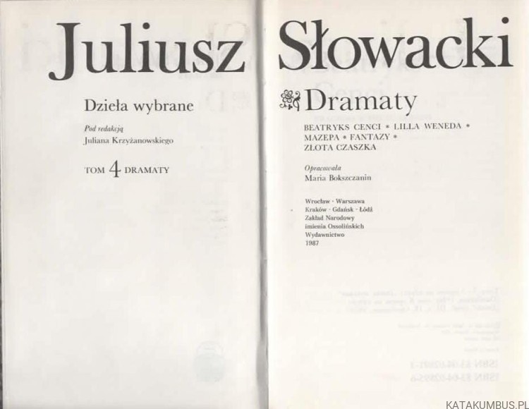 Juliusz Słowacki. Dzieła wybrane. Red. JULIAN KRZYŻANOWSKI