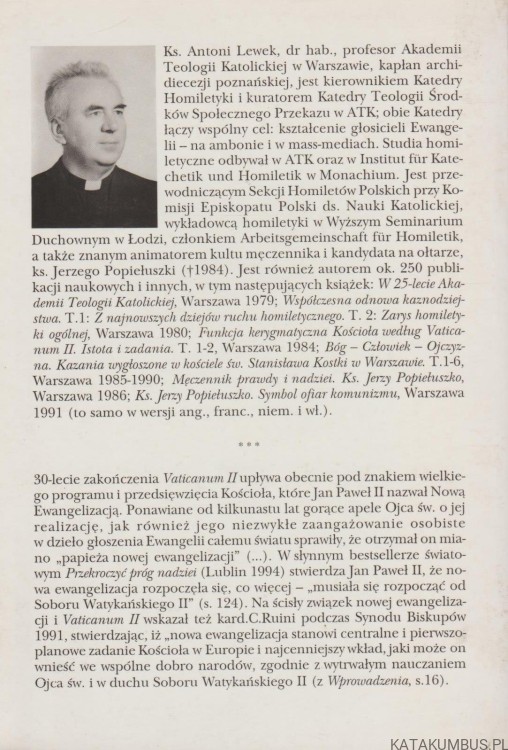 Nowa Ewangelizacja w duchu Soboru Watykańskiego II. Tom I. KS. ANTONI LEWEK