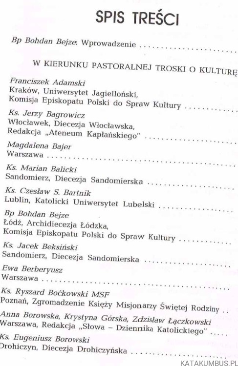 W trosce o kulturę. Bp B. BEJZE