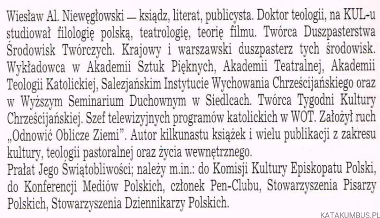 Nowe przymierze Kościoła i środowisk twórczych w Polsce w latach 1964 - 1996. Ks. Wiesław Al. Niewęgłowski