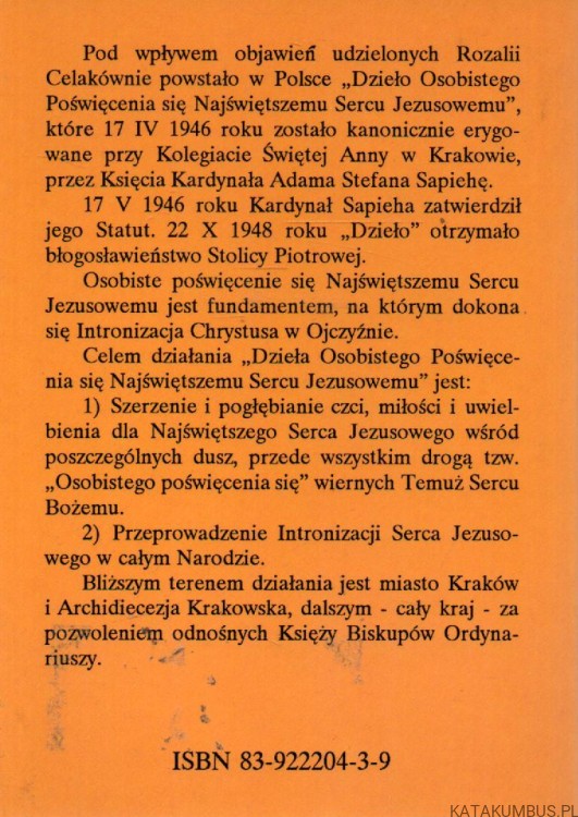 O krzewieniu dzieła osobistego poświęcenia się najświętszemu sercu Jezusowemu. STANISŁAW LENIARTEK