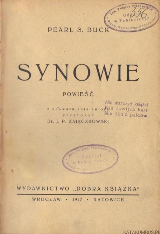 Synowie. PEARL S. BUCK (1947r.)