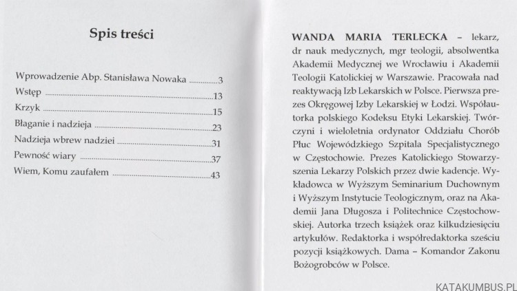 Ja... i Ty. Z głębokości wołam do Ciebie... WANDA TERLECKA