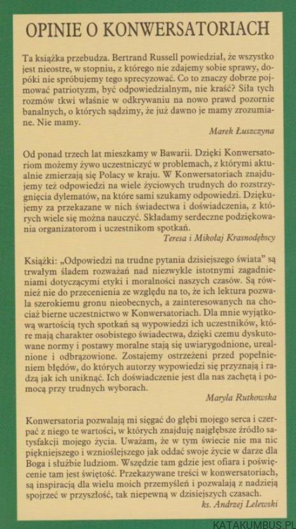 Odpowiedzi na trudne pytania dzisiejszego świata III. RED. ELŻBIETA MYCIELSKA-DOWGIAŁŁO