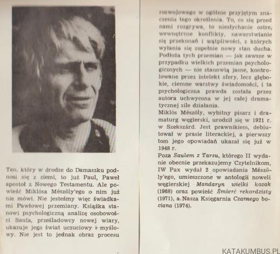 Saul z Tarsu. MIKLÓS MESZOLY