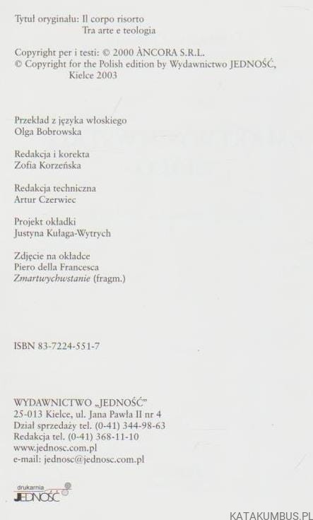 Zmartwychwstałe ciało. Między sztuką a teologią. DOMENICO PEZZINI