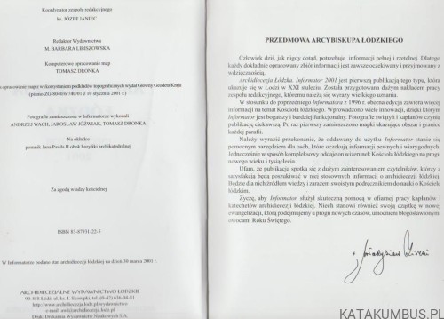 Archidiecezja Łódzka. Informator 2001. RED. KS. JÓZEF JANIEC