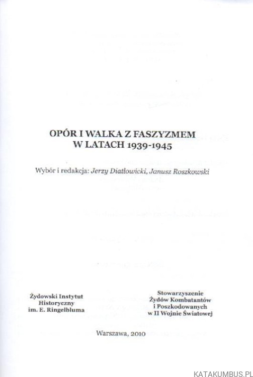 Żydzi w walce. Red. JERZY DIATŁOWICKI, JANUSZ ROSZKOWSKI
