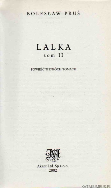 LALKA. Tom II. BOLESŁAW PRUS