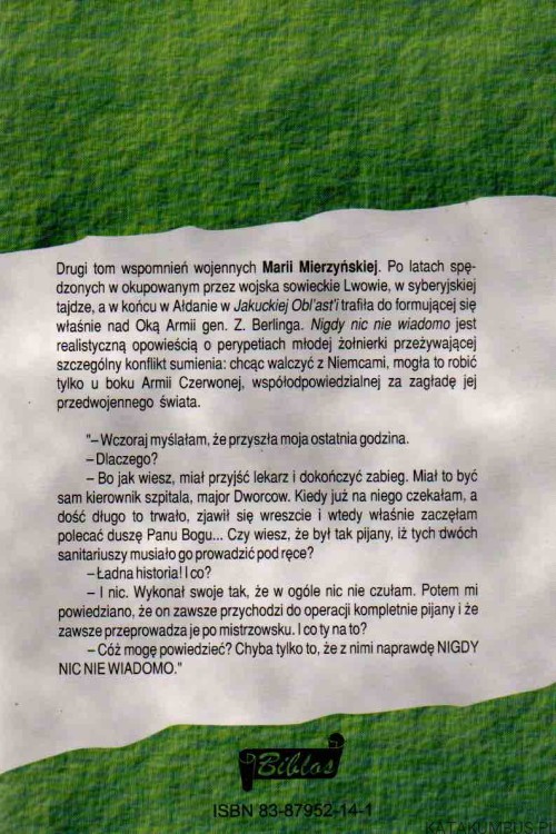 Nigdy nic nie wiadomo. MARIA MIERZYŃSKA