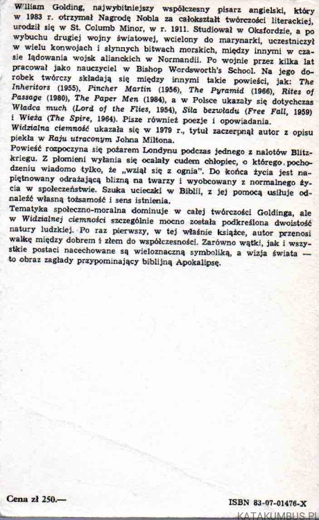 Widzialna ciemność. WILLIAM GOLDING