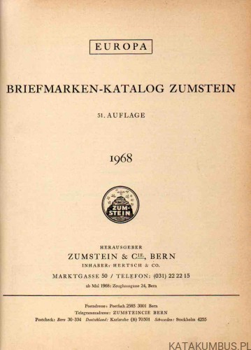 Zumstein Europa 1968. PRACA ZBIOROWA