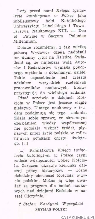 Księga 1000-Lecia Katolicyzmu w Polsce. Tom I. PRACA ZBIOROWA