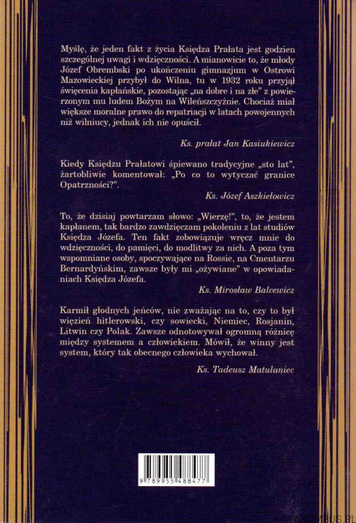 Józef Obrembski. Kapłan według Serca Bożego. Red. KS. DANIEL DZIKIEWICZ, KS. JERZY WITKOWSKI