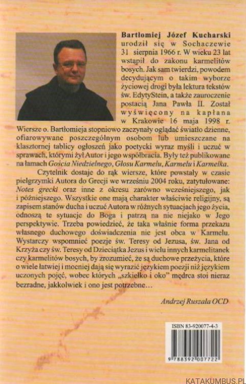 Notes grecki i inne wiersze. BARTŁOMIEJ JÓZEF KUCHARSKI OCD 2