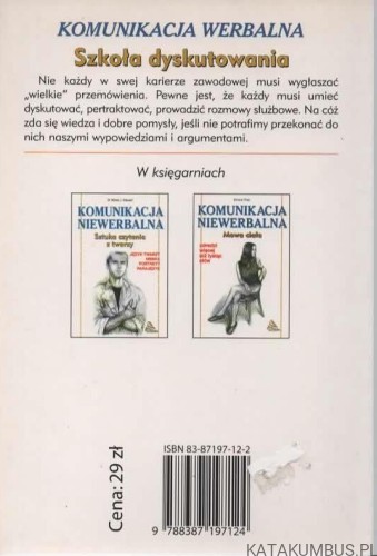 Szkoła dyskutowania. Komunikacja werbalna. Techniki argumentacji, dyskusje, dialogi. HEINZ LEMMERMANN