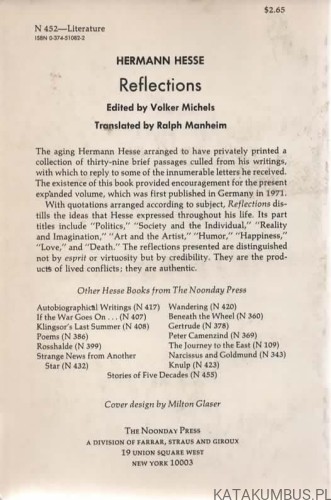 Reflections. HERMANN HESSE (j. angielski)