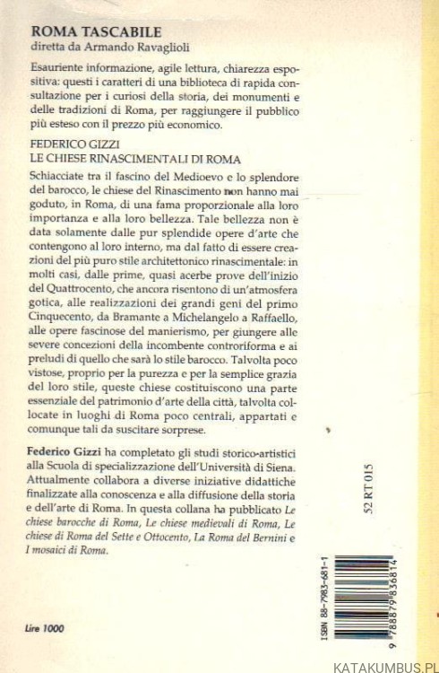 Le chiese rinascimentali di roma. FEDERICO GIZZI (język włoski)