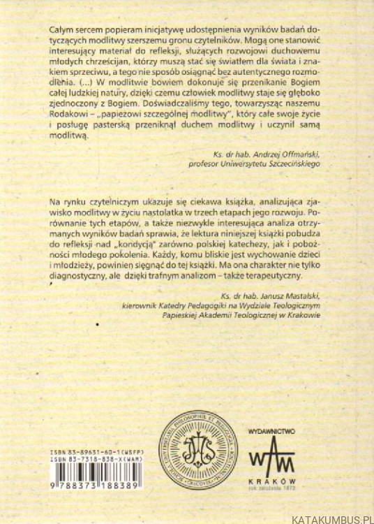 Modlitwa dzieci i młodzieży na poszczególnych etapach edukacji. CZESŁAWA MARGARITA SONDEJ OSU, BEATA WAWRZKIEWICZ