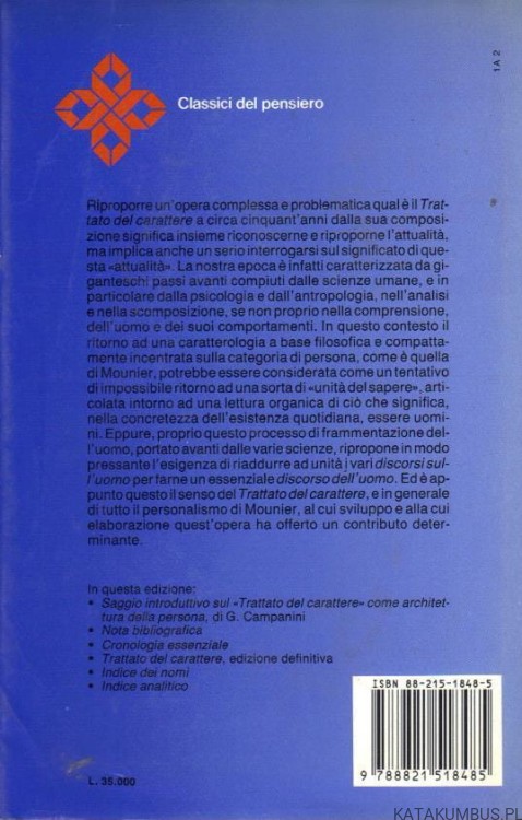 Trattato del carattere. EMMANUEL MOUNIER (j. włoski)