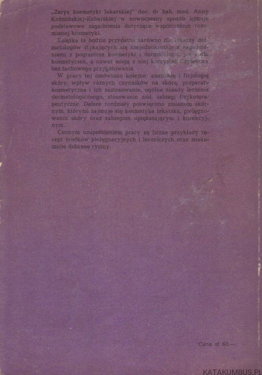 Zarys kosmetyki lekarskiej. ANNA KOŹMIŃSKA-KUBARSKA
