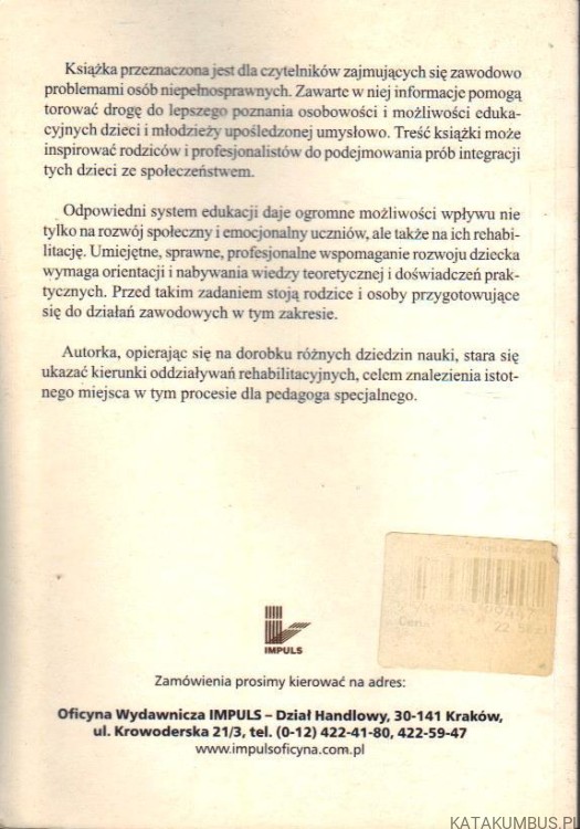 Pedagogika upośledzonych umysłowo. JANINA WYCZESANY