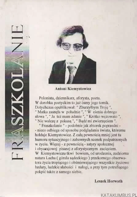 Fraszkolanie. ANTONI KIEMYSTOWICZ