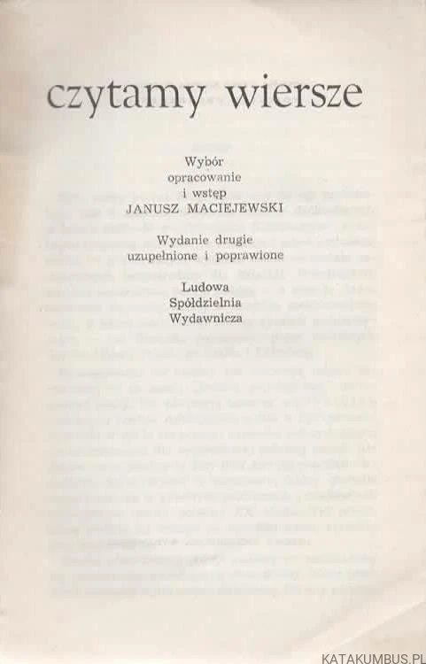 Czytamy wiersze. JANUSZ MACIEJEWSKI