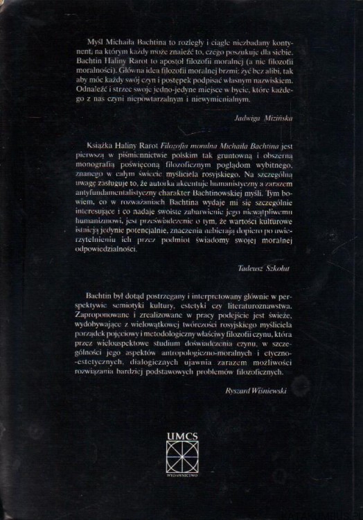 Filozofia moralna Michaiła Bachtina. HALINA RAROT