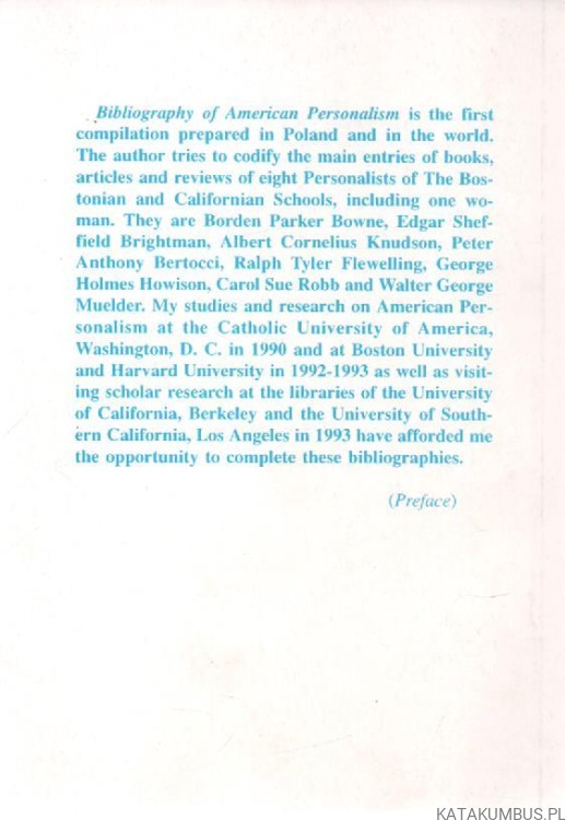Bibliography of american personalism. PRACA ZBIOROWA (j. angielski)