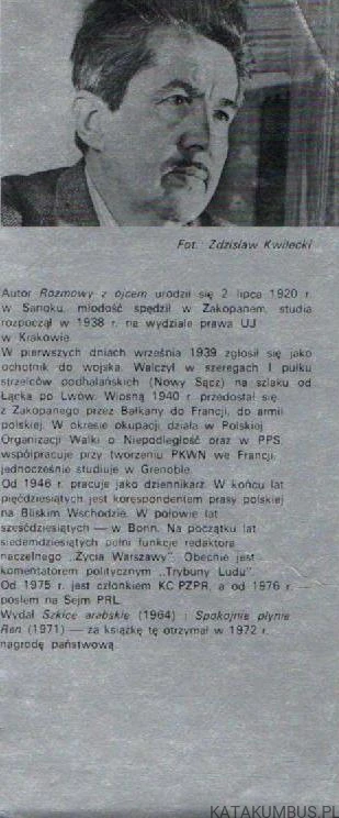 Rozmowa z ojcem. RYSZARD WOJNA