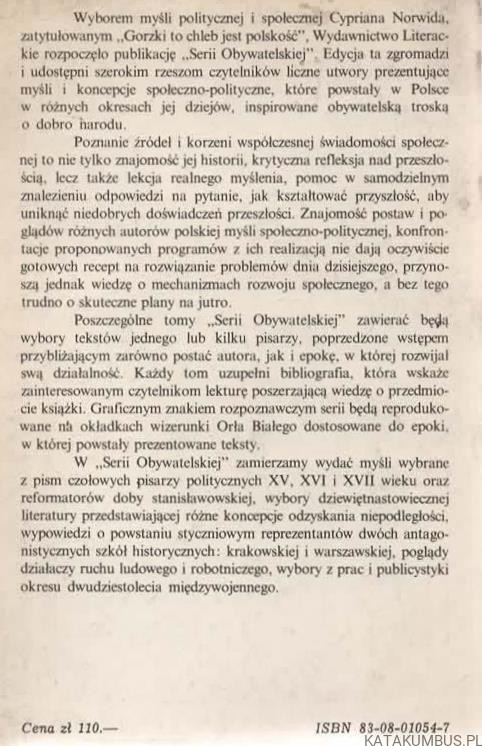 Zaprzepaszczone szanse. Wybór myśli politycznych i społecznych. IGNACY PRĄDZYŃSKI