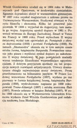 Zbrodnia z premedytacją. WITOLD GOMBROWICZ