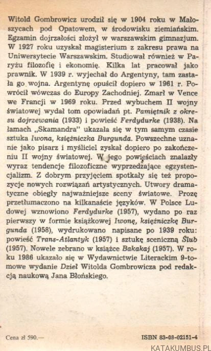 Zbrodnia z premedytacją. WITOLD GOMBROWICZ